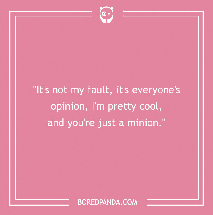 Text on image with a roast comeback on a pink background from BoredPanda.