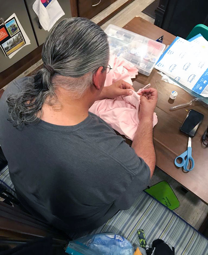 My Wife And Daughter Are Going On A Sweet 16 Cruise. Daughter's Thrift-Store Dress Needed Some Tailoring, So I Was Able To Hand Stitch It, And Now It Fits Her Perfectly