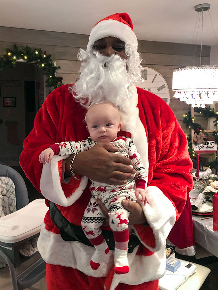 We Couldn't Visit Santa At A Mall This Year, So My Stepdad Dressed Up As One