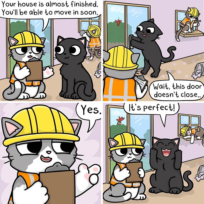 26 Cute Comics About Daily Life With 4 Cats And A Boyfriend, By Rebecca Rose Comics (New Pics)