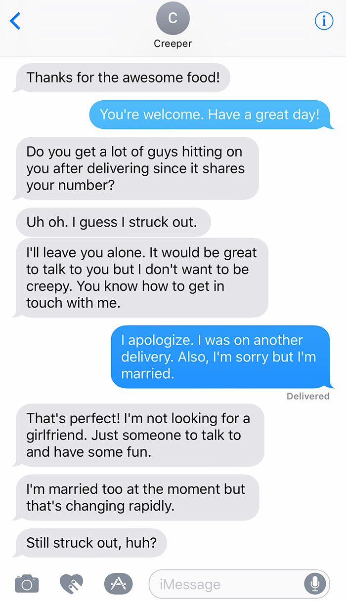 Delivered Lunch To A Guy At His Workplace Today Who Had Trouble Taking A Hint