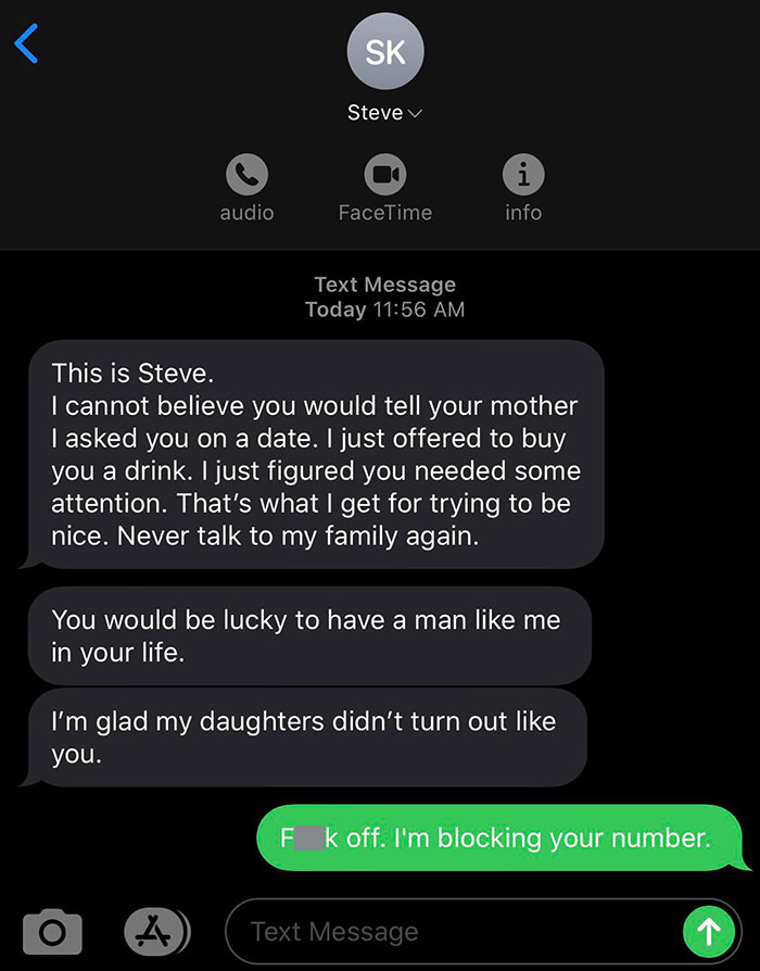 I Got This Text From A Friend's Dad After My Mom Told His Wife He Was Hitting On Me. Apparently, I Would Be Lucky To Have Him