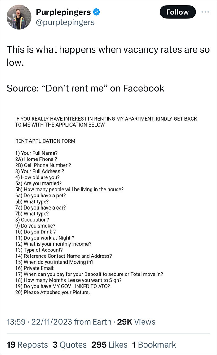 20 Ridiculous Questions That This Landlord Wants To Know About Their Tenants 20 Ridiculous Questions That This Landlord Wants To Know About Their Tenants