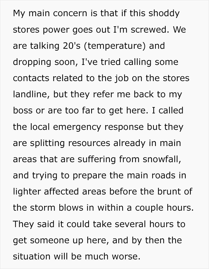Employee At A Loss On What To Do After Boss Leaves Him Stranded During A Snowstorm