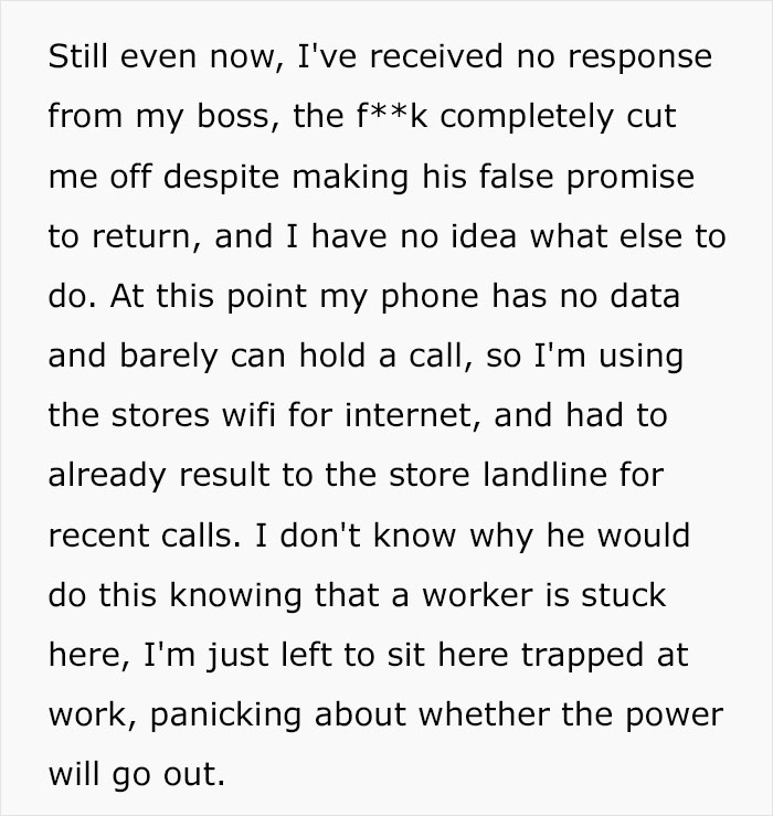 Employee At A Loss On What To Do After Boss Leaves Him Stranded During A Snowstorm