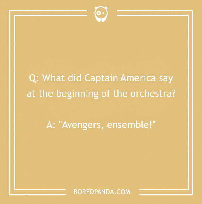 Caption joke about Captain America leading an orchestra, featuring Avengers humor. - 30