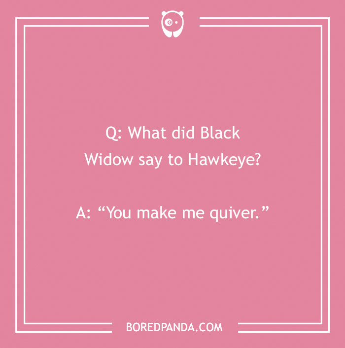 Marvel joke featuring Black Widow and Hawkeye on a pink background. - 41
