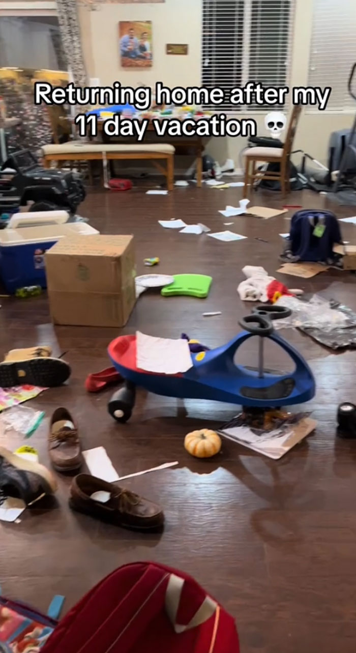 Mom Shares A Video Of Her House Being Wrecked When She Returns Home, Viewers Tell Her To Run