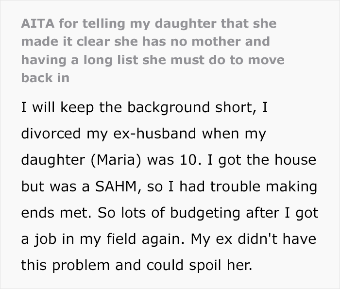 Internet Split After Mom Won't Let Homeless Daughter Move Back In If She Doesn't Meet Her 6 Conditions Internet Split After Mom Won't Let Homeless Daughter Move Back In If She Doesn't Meet Her 6 Conditions