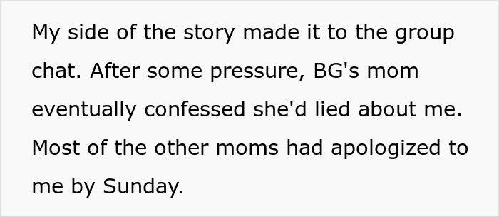 Text message excerpt revealing a woman refuses to change her daughter&rsquo;s dress despite pressure from an entitled mom.