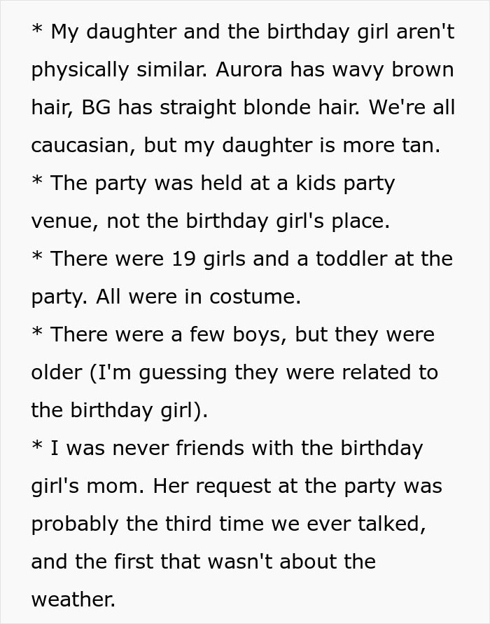Woman refuses to change her daughter&rsquo;s dress at a birthday party, facing accusations from an entitled mom.