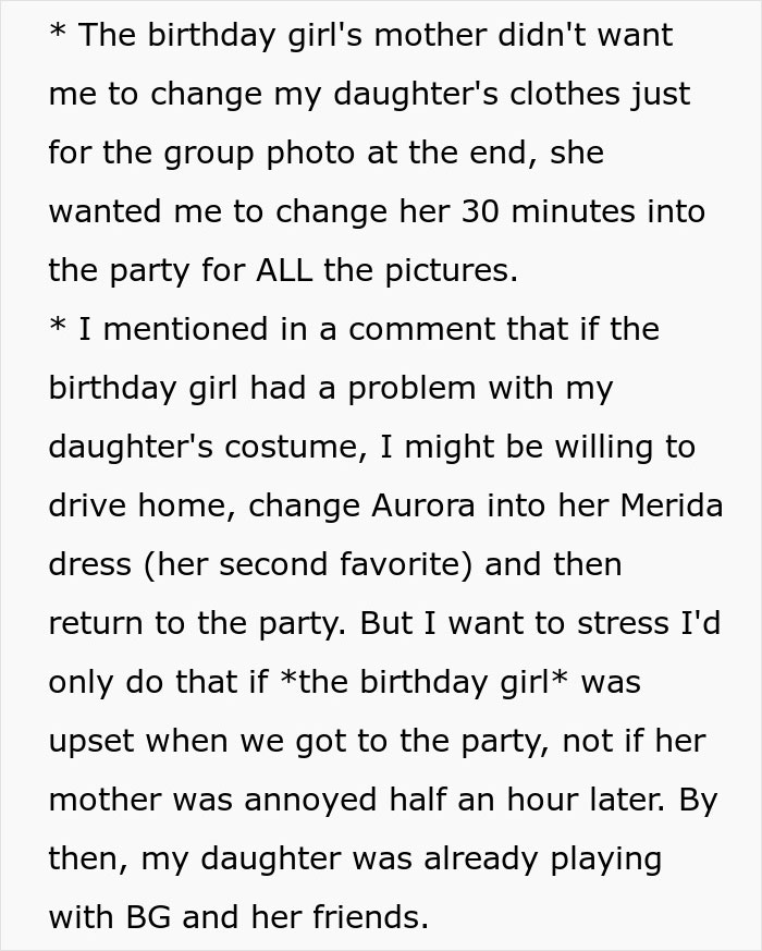 Mother refuses to change her daughter&rsquo;s dress to satisfy entitled mom at birthday party conflict.