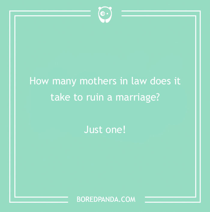 Text image of a funny mother-in-law joke on a green background.