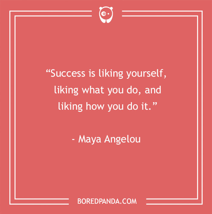 Motivational quote by Maya Angelou on a red background for work inspiration.