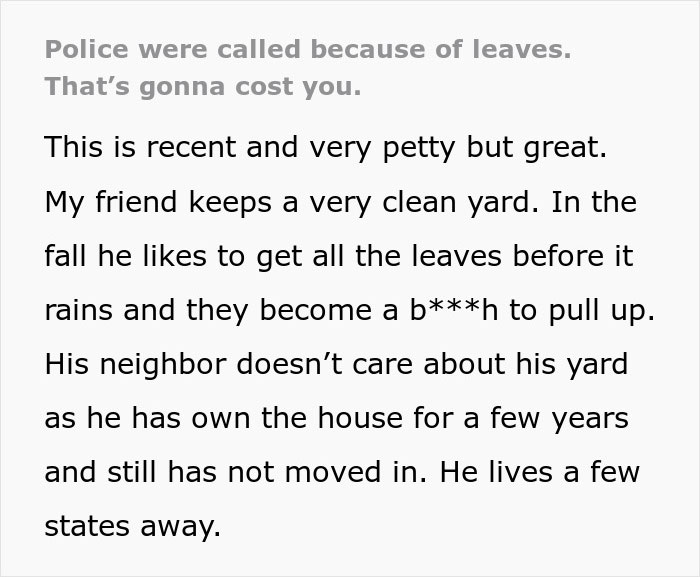 Neighbor Calls Police Because Of A Few Leaves, Regrets It After This Guy Gets Revenge