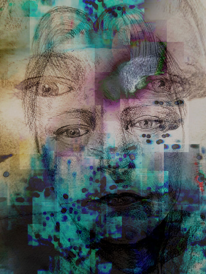 Ne Touche Pas. The Blue Represents A Mask, The Dots, The Covid Virus