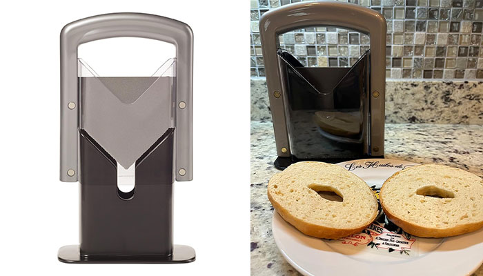 Perfect Slices With The Original Bagel Guillotine - Your Safety, And Bagels, Our Priority! (Just Don't Lose Your Head Over It)