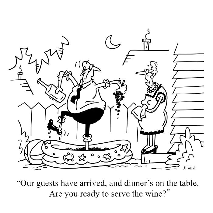A Single-Panel Comic About Serving Wine