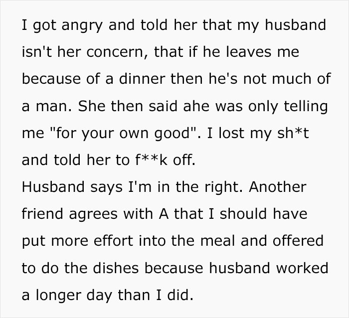 Woman Gets Bashed By Her Friend For The Dinner She Prepared, Asks The Internet Who&rsquo;s Wrong