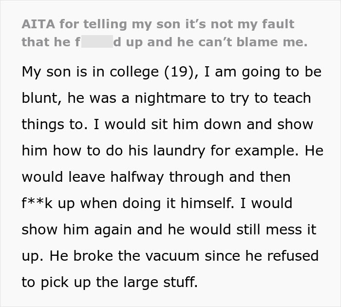 Son Who Couldn’t Even Learn How To Do Laundry Blames Parent After Getting Credit Card Debt At 19