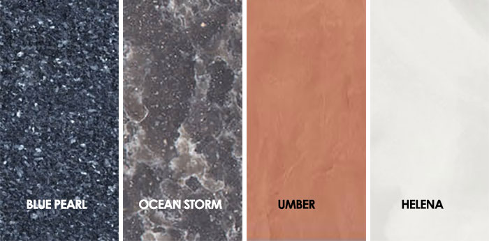 Photo of examples of quartz countertops.