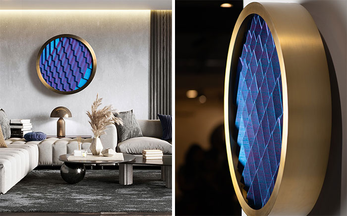 Colorful origami wall art decor displayed in a modern living room, showcasing creative and stylish wall art ideas.