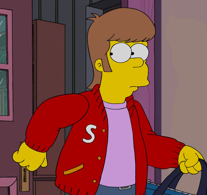 Young Homer walking with red clothes