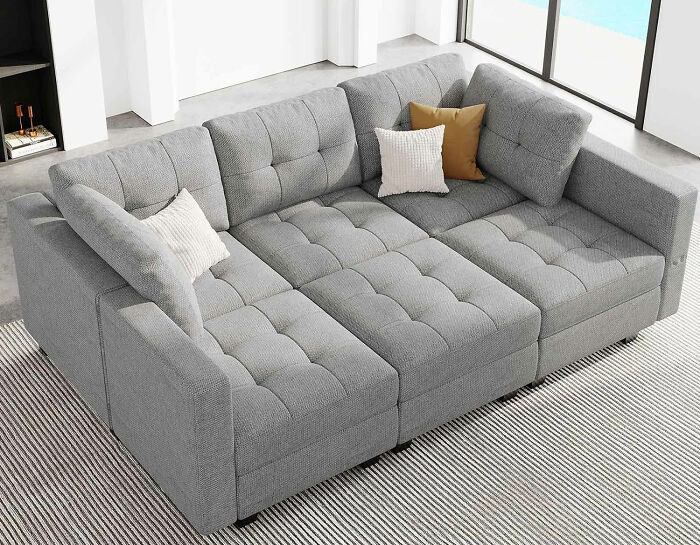 Gray Belfin sleeper sofa from Amazon, perfect small couch and lounge choice to maximize your space in style.
