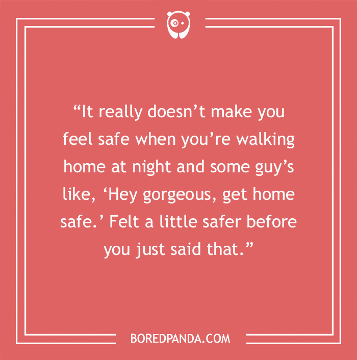 Stand-up comedy joke about feeling safe walking at night, from boredpanda.com.