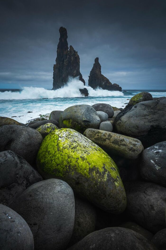 Waves And Rocks On The Coastline Of Madeira