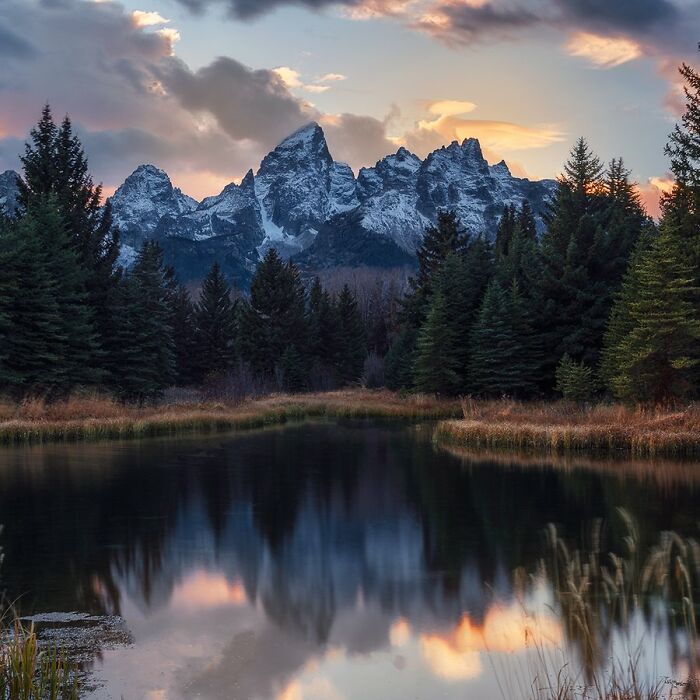 Sunset At Schwabacher's Landing, Grand Teton National Park, Wyoming