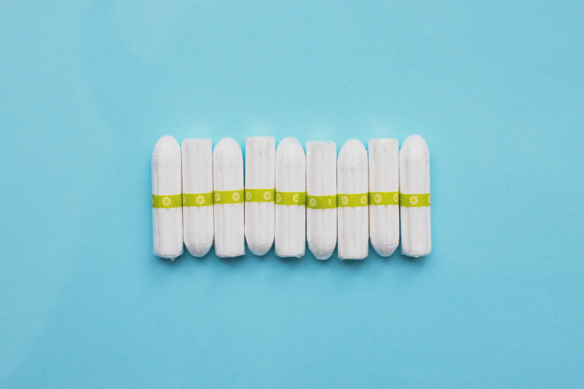 Tampons arranged on a blue background. Understanding dogs' behavior around tampons. Tampons arranged on a blue background. Understanding dogs' behavior around tampons.