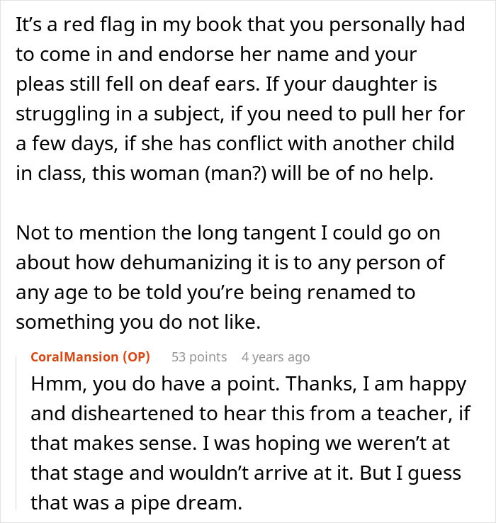 Teacher Refuses To Call Girl By The Name She's Been Using For 3 Years, Parent Asks For Advice