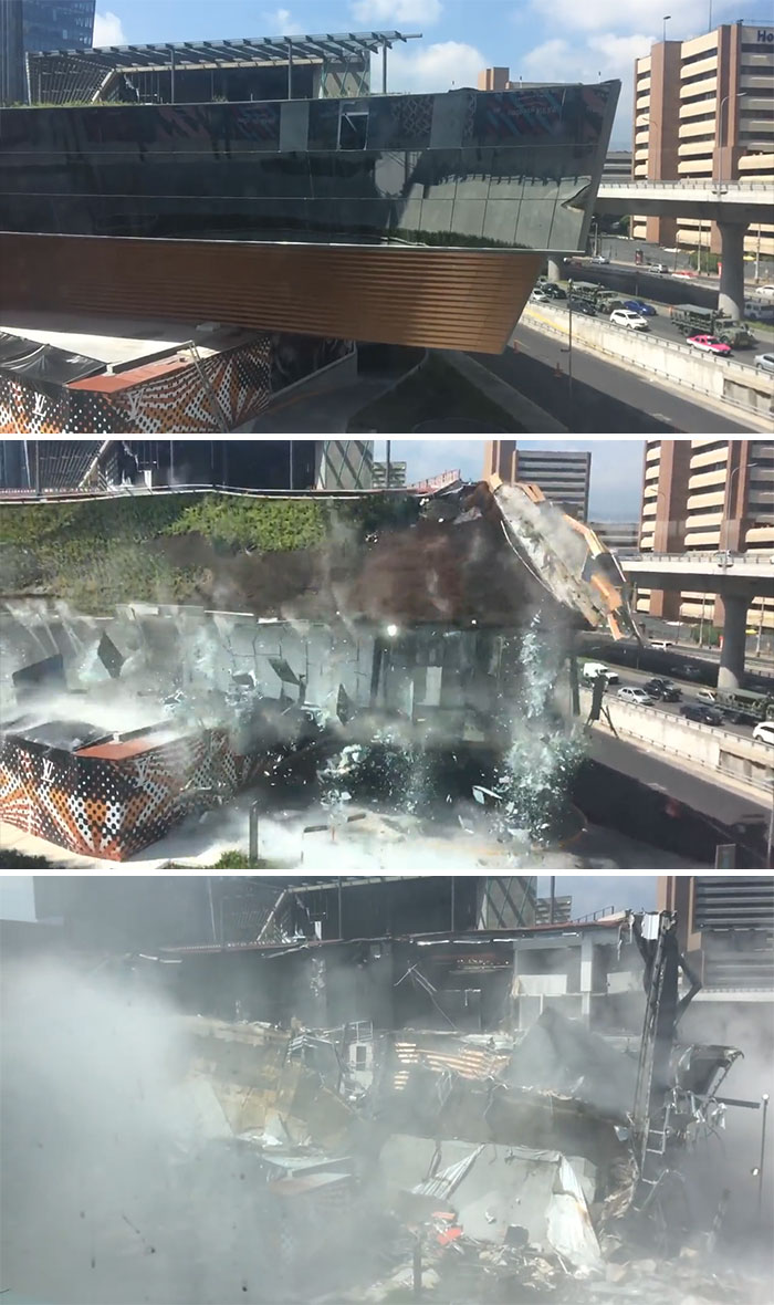 A 3 Story Mall That Was Still Under Construction Started Making Some Noises From The Metal Structures.. Everyone Was Evacuated And 5 Minutes Later The Collapse Occurred
