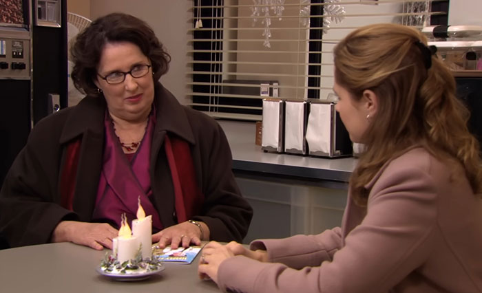 Phyllis Lapin-Vance talking to someone 