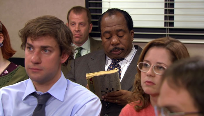 Stanley Hudson reading newspaper 