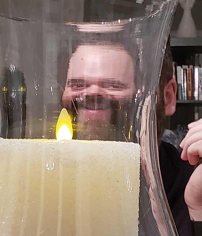 My Brother's Face, From My Point Of View, The Entirety Of Our Thanksgiving Dinner. I Didn't Tell Him Until The End, When We Took The Picture