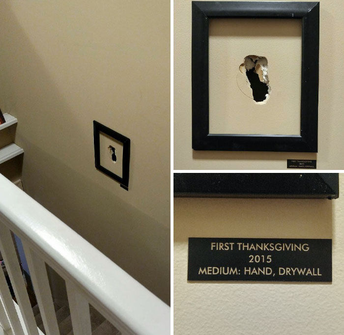 My Boyfriend Fell Down Our Stairs On Thanksgiving Day. Instead Of Fixing The Hole, We Got Creative