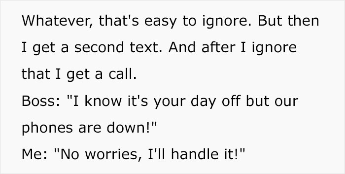 "I Know It's Your Day Off, But": Employee Shows Boss Why Not To Call Them On Their Days Off "I Know It's Your Day Off, But": Employee Shows Boss Why Not To Call Them On Their Days Off