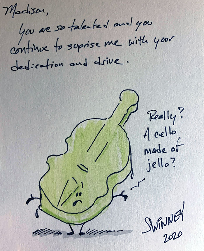 My Orchestra Teacher Made My Class Personalized Thanksgiving Cards. He Drew The Pictures In His Own Style, Out Of A Bunch Of Different Thanksgiving Foods