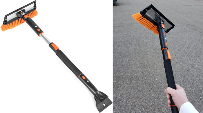 Extendable Snow Brush With Detachable Ice Scraper For Car: A must-have winter essential to make tough spots reachable and quickly tackle snow and ice.