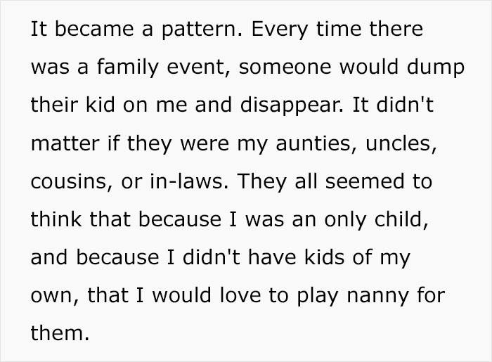 Woman Is Tired Of Family Dumping Their Kids On Her At Events, Stops Going