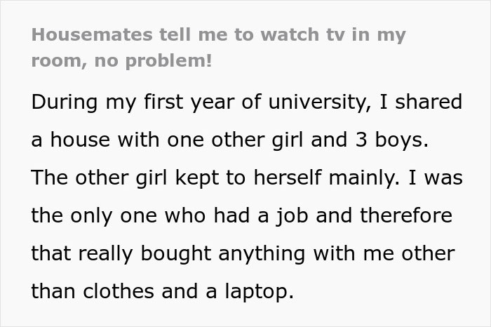 Woman Teaches Entitled Housemates A Lesson After They Start Policing Her Use Of Her Own TV