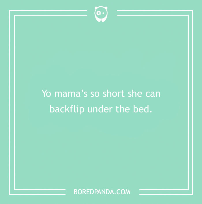 "Yo mama joke text on a green background from Bored Panda."