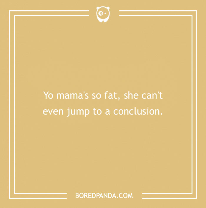 Text of a Yo Mama joke on a tan background.