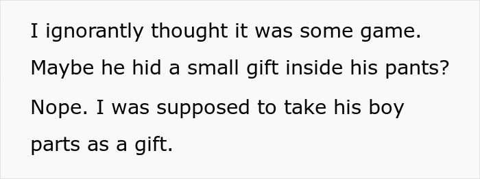 Text excerpt about misunderstanding an unthoughtful gift involving pants, highlighting a Christmas breakup story.