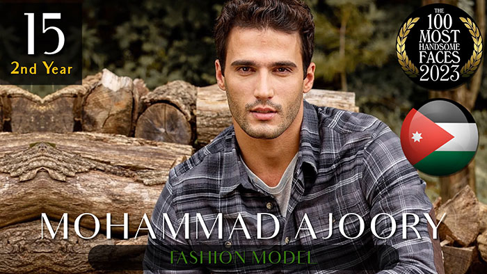 Fashion model sitting outdoors, part of 2023's most handsome men list by 'The Independent Critics'.