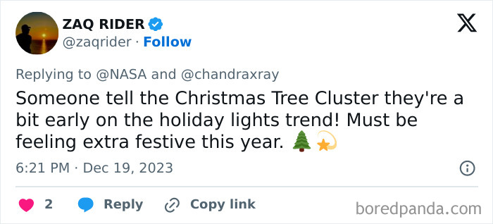 NASA Finds Cluster Of Young Stars That Looks Exactly Like A &ldquo;Cosmic Christmas Tree&rdquo;