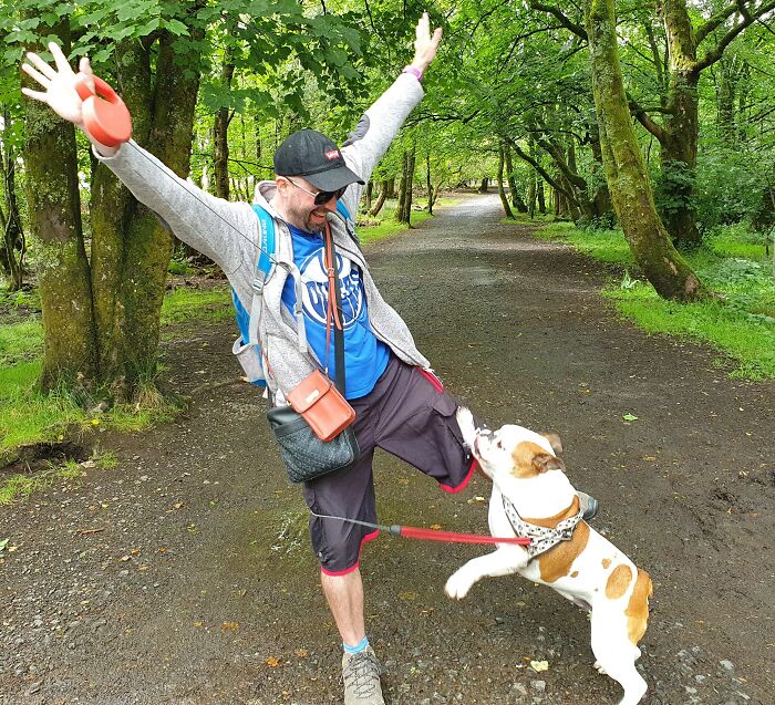 Bulldogs Are Mostly Calm And Quiet - But Here's A Burst Of Energy, Sushi Trying To Knock Me Over (No Worries, We're Just Playing)