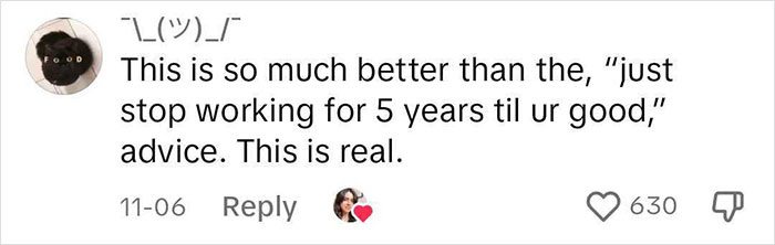 Positive comment on burnout advice to "be boring," praising its realistic approach over impractical suggestions.